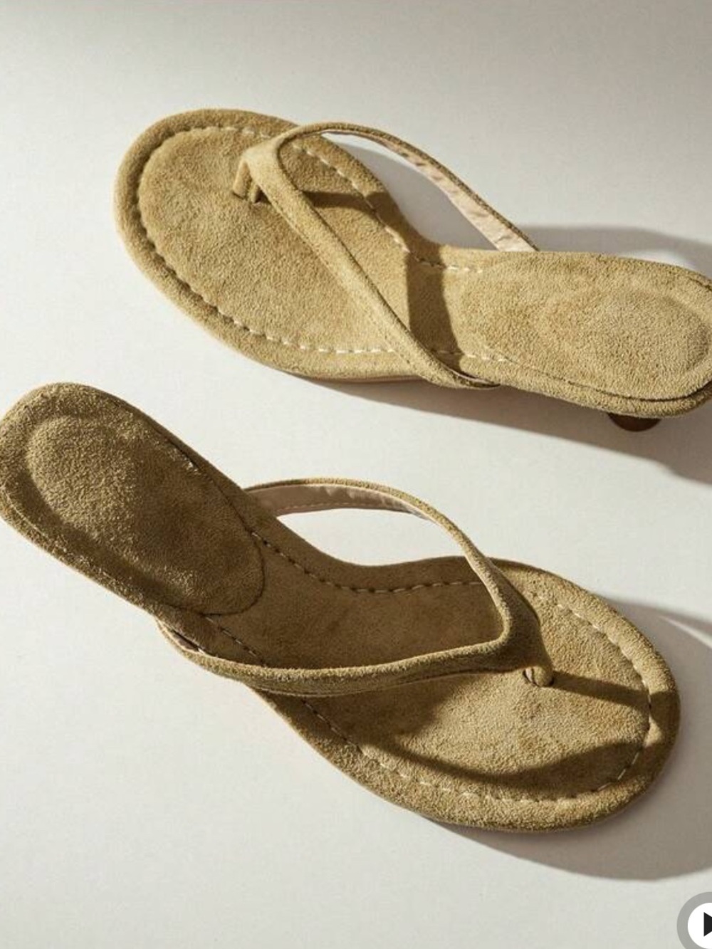SHEIN- SZ 38 (7) NWOT Khaki Suede Flip Flop Strap Kitten Heels